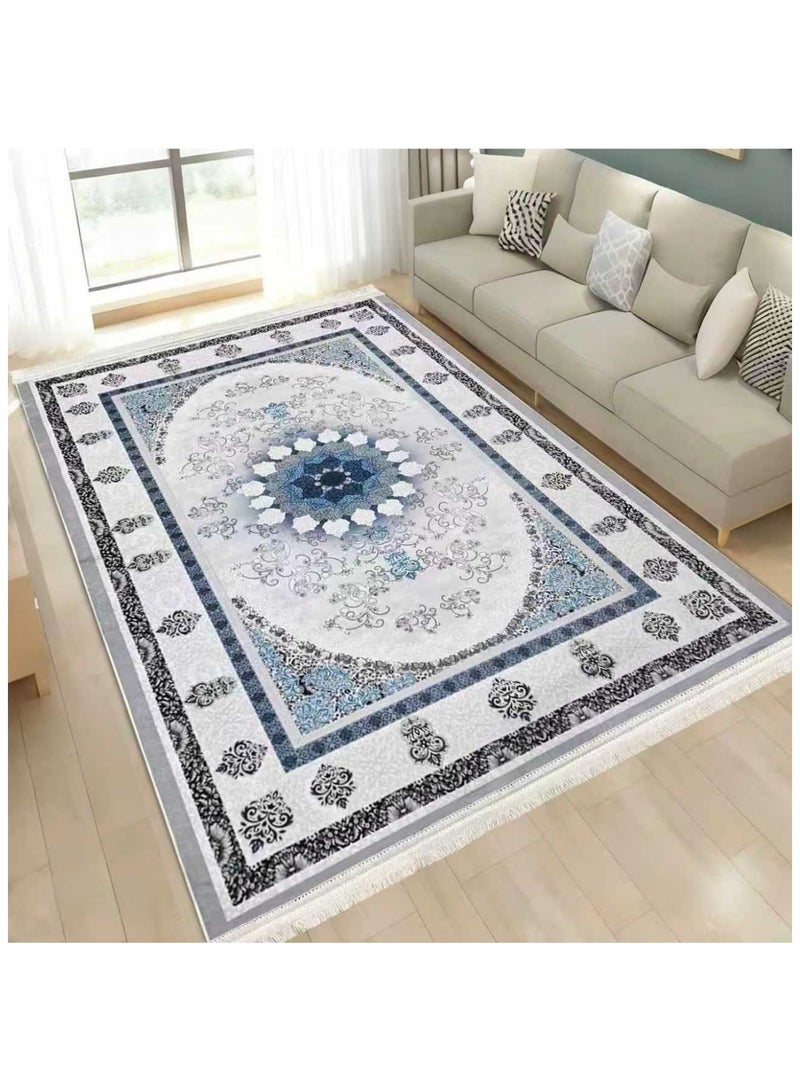 SMART HOME Large padded floor mat with a soft velvet surface and non-slip backing - Living room rug - Majlis rug - Lounge rug - Luxurious decorative rug - Elegant rug with modern patterns for living rooms and majlis - Size 400x300cm - Suitable for everyday use and entertaining - Image 2